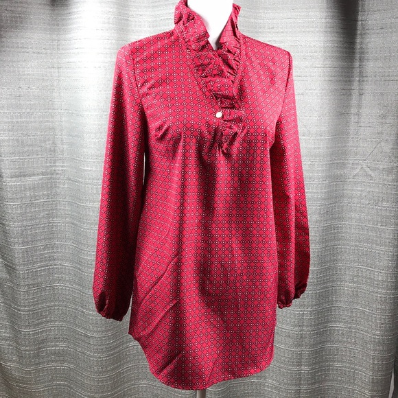 Mudpie Red Ruffle Collard Blouse - Picture 2 of 7